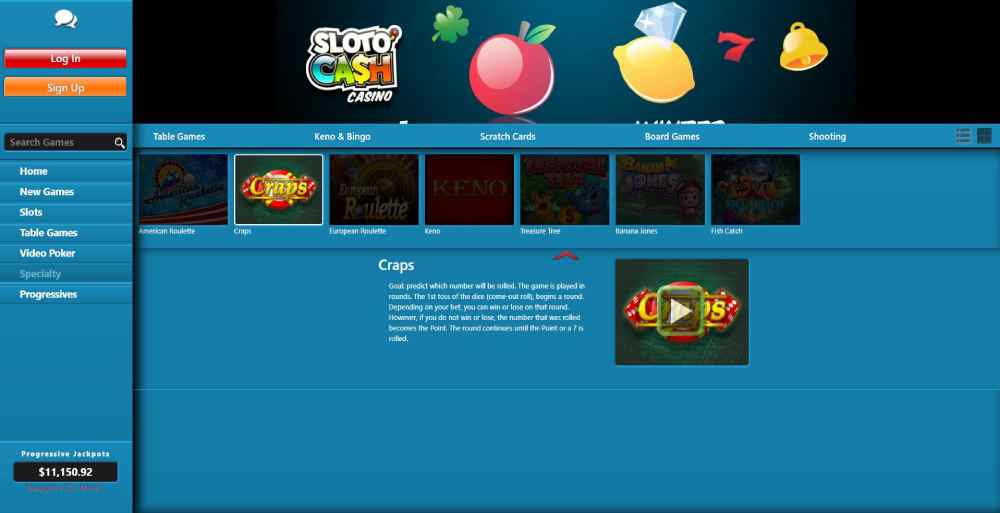 You can play live or demo Craps at SlotoCash